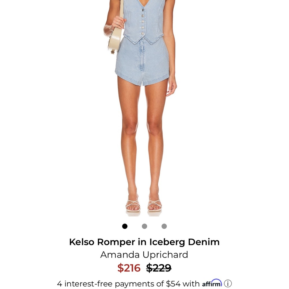Amanda Uprichard Light Blue Denim Halter Romper - Picture 2 of 2